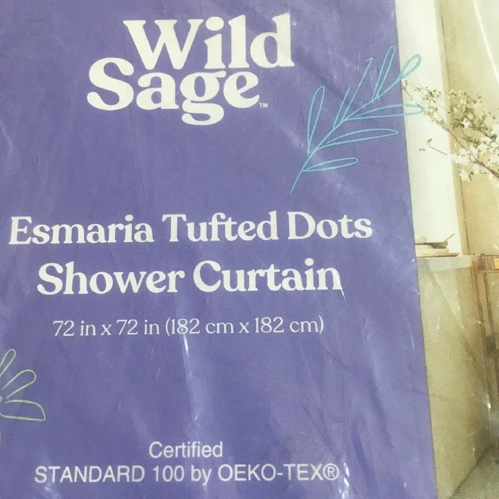 WINTER FAV Wild Sage ESMARIA 72 x 72-inch 100% Cotton Shower Curtain Light Gray